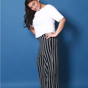 Black and White Striped Women's Pants